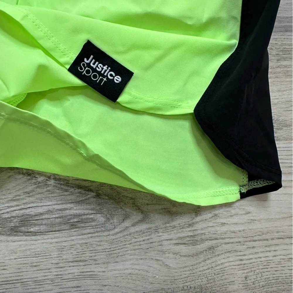 Justice Sport Neon Green Running Shorts Girls Size 10 NWT Athletic